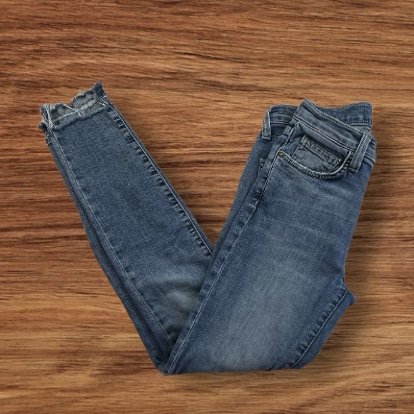 Current/Elliott Skinny Mid-Rise Raw Hem Distressed Jeans Sz: 25 - Picture 5 of 16